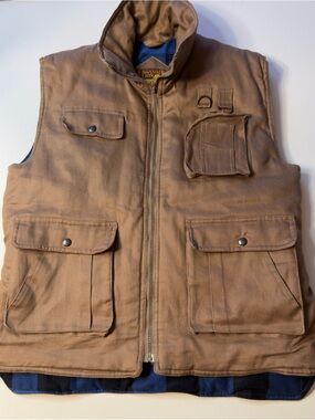EUC Men's Branded Lion Brown Workwear Utility Vest Size Large (M)
